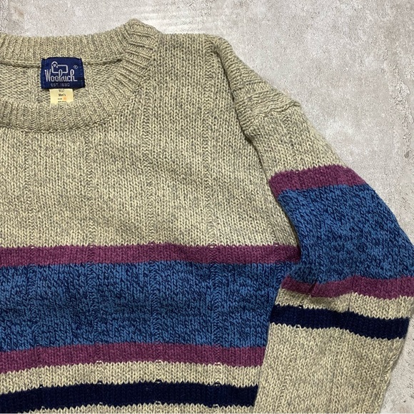 Vintage Woolrich Rare Striped Colorblock Wool Blend Sweater Men's Small Heritage - Picture 5 of 8